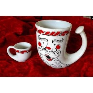 Vtg 1988 FIGGIO NORWAY Commodore Cruise Lines SANTA Mug Cup & Mini Demitasse